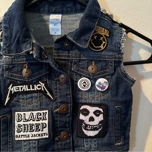 Custom Punk Rock Patchwork Studded Toddler Denim Jean Vest